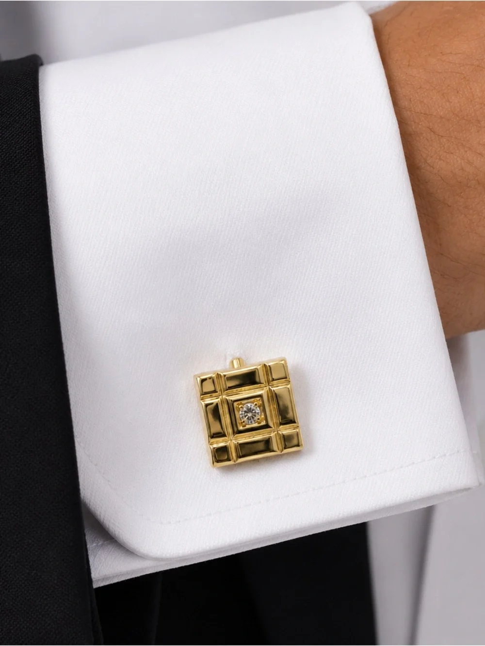 Vintage geometric crystal cufflinks